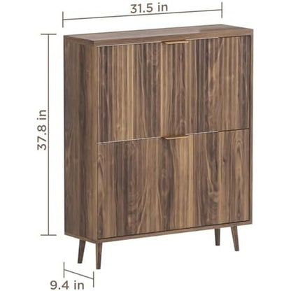 Shoe Cabinet Storage, Modern Freestanding Organize Walnut - in use