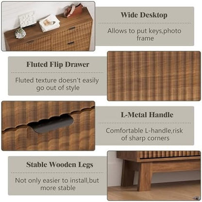 Shoe Cabinet Storage for Entryway with 6 Flip Draw Walnut - packaging